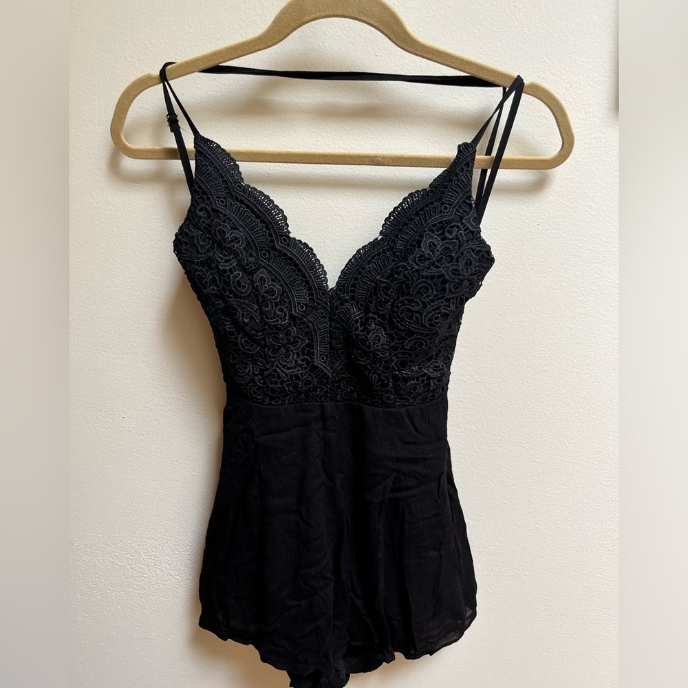 Black backless romper